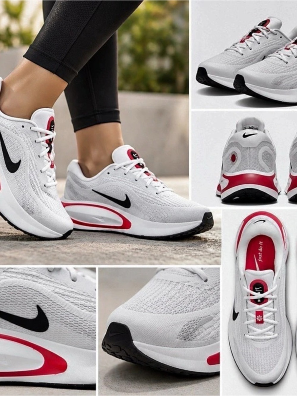 Nike Vomero Athletic Shoes in White & Red